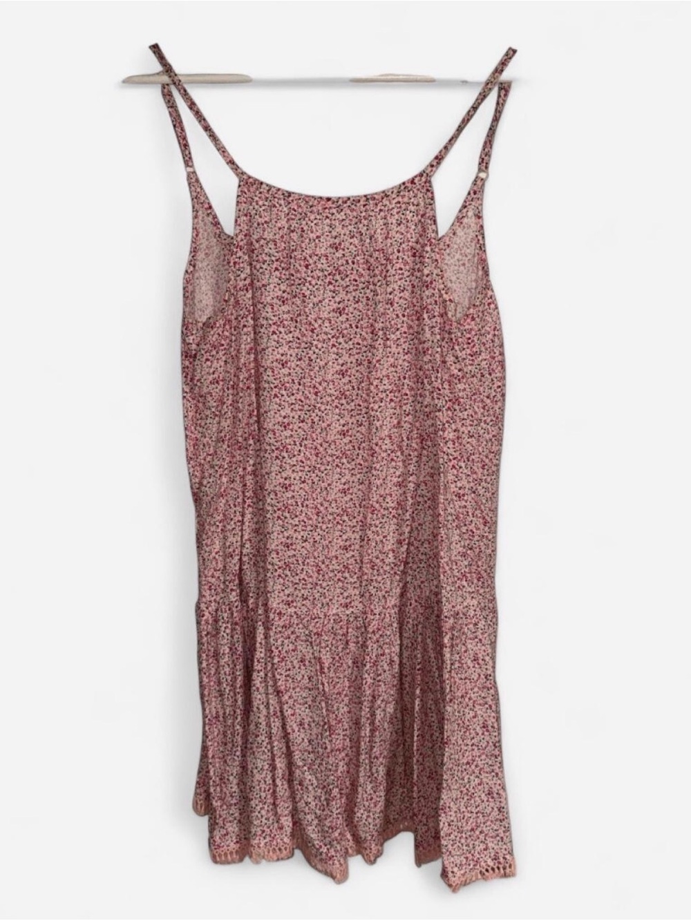 Xhilaration Pink Micro Floral Slip Dress with Ruffle Hem